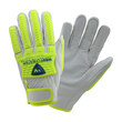 Imágen de West Chester 9916 Gris/Verde de alta vis. 3XL Cuero Grano Piel de cabra Cuero Guante para conductor (Imagen principal del producto)