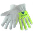 Imágen de West Chester Protective Gear 997KB Blanco/verde de alta vis. Grande Cuero Grano Cuero vacuno Cuero Guante para conductor (Imagen principal del producto)