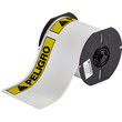 Imágen de Brady Blanco, Texto amarillo/negro Interior/exterior Vinilo Transferencia térmica B30-25-595-PEL Rollo de etiquetas para impresora de transferencia térmica continua (Imagen principal del producto)