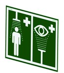 imagen de Justrite PVC Rectángulo Cartel de lavado de ojos y ducha Verde - 16 pulg. Ancho x 12 pulg. Altura