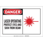 imagen de Brady B-555 Aluminio Rectángulo Cartel/Etiqueta de peligro de láser Blanco - 14 pulg. Ancho x 10 pulg. Altura - 46733