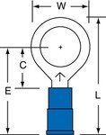 imagen de 3M Scotchlok MNG14-38RK Azul Unido Nailon Terminal anillado embutido - Longitud 1.14 pulg. - Ancho 0.56 pulg. - 01442