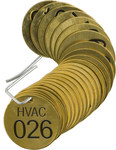 imagen de Brady 87141 Etiqueta para válvula numerada con encabezado - 1 1/2''de diámetro - Latón - B-907