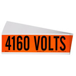 imagen de Brady 152325 Negro sobre naranja Rectángulo Paño de vinilo Etiqueta de voltaje y conducto - Ancho 9 pulg. - Altura 2.25 pulg. - B-498