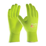 imagen de PIP MaxiFlex Ultimate 34-874 High-Visibility Yellow Large Nylon Work Gloves - EN 388 1 Cut Resistance - Nitrile/Nitrile Foam Palm & Fingers Coating - 8.7 in Length - 34-874FY/L