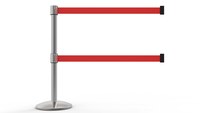 imagen de Banner Stakes QLine Barrera retráctil de doble cinturón con poste AL6107C-D - Rojo - banner stakes al6107c-d