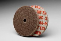 imagen de 3M Scotch-Brite Unificado Óxido de aluminio Mediano Rueda de desbaste - Mediano grado - Accesorio Eje - Diámetro 3 pulg. - Agujero Central 1/4 pulg. - Grosor 1/4 pulg. - 14067