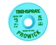 imagen de Techspray Pro Wick #3 Trenza de desoldadura de revestimiento de fundente de colofonia - Verde - 0.075 pulg. x 10 pies - 1810-10F