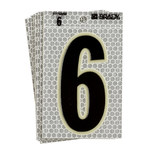 imagen de Brady 3010-6 Etiqueta de número - 6 - Negro sobre plateado - 2 1/2 pulg. x 3 1/2 pulg. - B-309