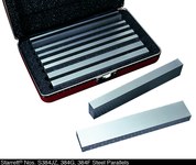 imagen de Starrett Juego de paralelas de acero - longitud de 6 pulg. (150mm) - ancho de 1 - 7/8 - 3/4 - 1/2 pulg. (25 - 22 - 19 - 13mm) - espesor de 1/8 - 3/16 - 1/4 - 3/8 pulg. (3 - 5 - 6 - 10mm) - S384JZ