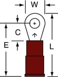 imagen de 3M Scotchlok MNG18-516R/SX Rojo Unido Nailon Terminal anillado embutido - Longitud 1.07 pulg. - Ancho 0.47 pulg. - 58945