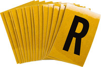imagen de Bradylite 5920-R Etiqueta en forma de letra - R - Negro sobre amarillo - 1 pulg. x 1 1/2 pulg. - B-997