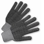imagen de West Chester 708SKBSG Gray Large Cotton/Polyester General Purpose Gloves - Wing Thumb - PVC Dotted Both Sides Coating - 9.5 in Length