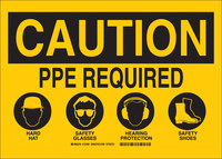 imagen de Brady B-555 Aluminio Rectángulo Cartel de PPE Amarillo - 14 pulg. Ancho x 10 pulg. Altura - 131979