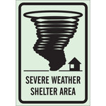 imagen de Brady BradyGlo B-324 Poliéster Rectángulo Cartel de refugio para tornado y clima severo Verde - 7 pulg. Ancho x 10 pulg. Altura - Brillo en la oscuridad - 90550