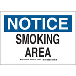 imagen de Brady Prinzing Rectángulo Cartel del área de fumadores Blanco - 14 pulg. Ancho x 10 pulg. Altura - 46937