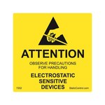 imagen de SCS Negro sobre amarillo Cuadrado Etiqueta de advertencia estática - Ancho 2 pulg. - Altura 2 pulg. - SCS 7202