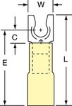 imagen de 3M Scotchlok MH10-8FLX Yellow Locking Brazed Nylon ETP Copper Butted Fork & Spade Terminal - 1 in Length - 0.32 in Wide - 0.32 in Fork Width - 0.135 in Inside Diameter - #8 Stud - 58889