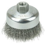imagen de Weiler Steel Cup Brush - Threaded Nut Attachment - 4 in Diameter - 5/8 in-11 UNC Center Hole - 0.014 in Bristle Diameter - 14026