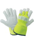 imagen de Global Glove 1100GHV HV Yellow/Green Large Goatskin Leather Work Gloves - 1100GHV LG