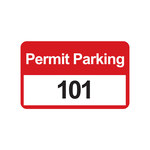 imagen de Brady 96250 Negro/Rojo sobre blanco Rectángulo Vinilo Etiqueta de permiso de estacionamiento - Ancho 4 3/4 pulg. - Altura 2 3/4 pulg. - Imprimir números = 101 a 200