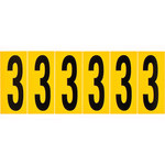 imagen de Brady 1550-3 Etiqueta de número - 3 - Negro sobre amarillo - 1 1/2 pulg. x 3 1/2 pulg. - B-946