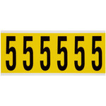 imagen de Brady 3450-5 Etiqueta de número - 5 - Negro sobre amarillo - 1 1/2 pulg. x 3 1/2 pulg. - B-498