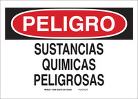 imagen de Brady B-555 Aluminio Rectángulo Letrero de material peligroso Blanco - 10 pulg. Ancho x 7 pulg. Altura - Idioma Español - 37809