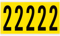 imagen de Brady 3460-2 Etiqueta de número - 2 - Negro sobre amarillo - 1 3/4 pulg. x 5 pulg. - B-498