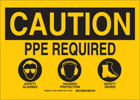 imagen de Brady B-555 Aluminio Rectángulo Cartel de PPE - 14 pulg. Ancho x 10 pulg. Altura - 131975
