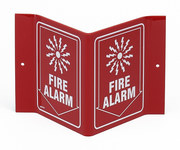 imagen de Brady Acrílico Forma en V Cartel de alarma de incendios Rojo - 9 pulg. Ancho x 6 pulg. Altura - V1FL15A