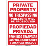 imagen de Brady B-401 Poliesterino de alto impacto Rectángulo Cartel/anuncio de no traspasar Blanco - 10 pulg. Ancho x 14 pulg. Altura - Idioma Inglés/Español - 103849