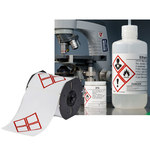 imagen de Brady B30-260-7569-CLP4A Rollo precortado de etiquetas para impresora de transferencia térmica GHS - 3 pulg. x 2 pulg. - Vinilo - Rojo sobre blanco - B-7569
