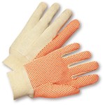 imagen de West Chester SOK01PDI Orange/Tan Large Cotton/Polyester General Purpose Gloves - Straight Thumb - PVC Dotted Palm & Fingers Coating - 10 in Length