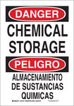 imagen de Brady Bradyglo B-555 Aluminio Rectángulo Señal de almacenamiento de productos químicos Blanco - 10 pulg. Ancho x 14 pulg. Altura - Idioma Inglés/Español - 125148