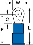 imagen de 3M Scotchlok MNG14-6R/SX Azul Unido Nailon Terminal anillado embutido - Longitud 0.81 pulg. - Ancho 0.25 pulg. - 58661