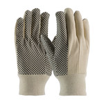 imagen de PIP 91-908PDC Black/Tan Cotton Canvas General Purpose Gloves - Straight Thumb - PVC Dotted Palm & Fingers Coating