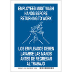 imagen de Brady B-555 Aluminio Rectángulo Letrero de higiene personal Azul - 7 pulg. Ancho x 10 pulg. Altura - Idioma Inglés/Español - 47646