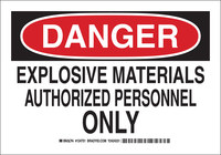 imagen de Brady B-555 Aluminio Rectángulo Cartel de advertencia de explosivos Blanco - 14 pulg. Ancho x 10 pulg. Altura - 124752