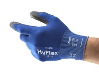 imagen de Ansell HyFlex 11-618 Black/Blue Size 8 Nylon Work Gloves - Polyurethane Palm & Fingers Coating