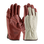 imagen de PIP Excalibur 60-3140 Black/Brown/White Large Cotton Work Gloves - Wing Thumb - Nitrile Palm & Fingertips Coating - 9.8 in Length - 60-3140/L