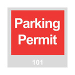 imagen de Brady 96234 Rojo/blanco sobre gris Cuadrado Vinilo Etiqueta de permiso de estacionamiento - Ancho 3 pulg. - Altura 3 pulg. - Imprimir números = 101 a 200