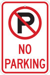 imagen de Brady B-959 Aluminio Rectángulo Cartel de información, restricción y permiso de estacionamiento Blanco - 12 pulg. Ancho x 18 pulg. Altura - 103739