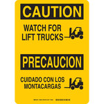 imagen de Brady B-302 Poliéster Rectángulo Letrero de tránsito de montacargas y camiones de almacén Amarillo - 10 pulg. Ancho x 14 pulg. Altura - Laminado - Idioma Inglés/Español - 90809