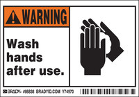 imagen de Brady 86838 Etiqueta de saneamiento - 5 pulg. x 3 1/2 pulg. - Poliéster - Negro/Naranja sobre blanco - B-302