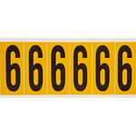 imagen de Brady 1550-6 Etiqueta de número - 6 - Negro sobre amarillo - 1 1/2 pulg. x 3 1/2 pulg. - B-946