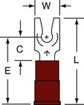 imagen de 3M Scotchlok MNG18-4FLK Rojo Bloqueo Unido Nailon Terminal de horquilla y espada embutido - Longitud 0.87 pulg. - Ancho de horquilla 0.25 pulg. - 01355