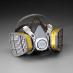 imagen de 3M Serie 5000 5303 Respirador de careta de media máscara 21579 - tamaño Grande - Amarillo - Elastómero termoplástico - 4 puntos suspensión