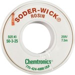 imagen de Chemtronics Soder-Wick #50 Trenza de desoldadura de núcleo de fundente de colofonia - Verde - 0.08 pulg. x 25 pies