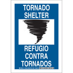 imagen de Brady B-302 Poliéster Rectángulo Cartel de refugio para tornado Azul - 7 pulg. Ancho x 10 pulg. Altura - Laminado - Idioma Inglés/Español - 125519